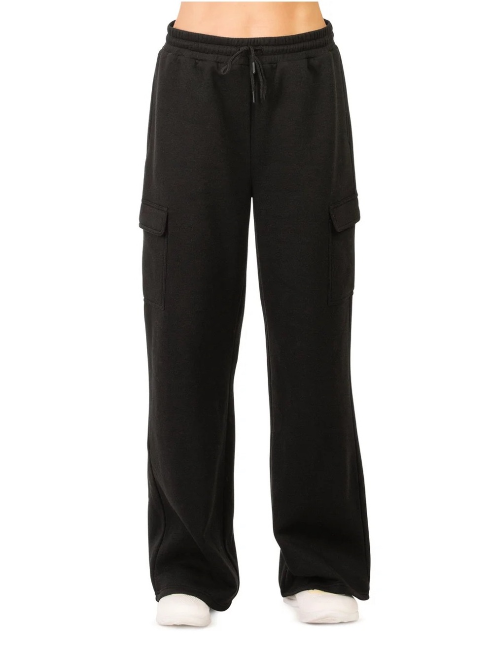 LADIES FLEECE CARGO PANTS Black Size Large